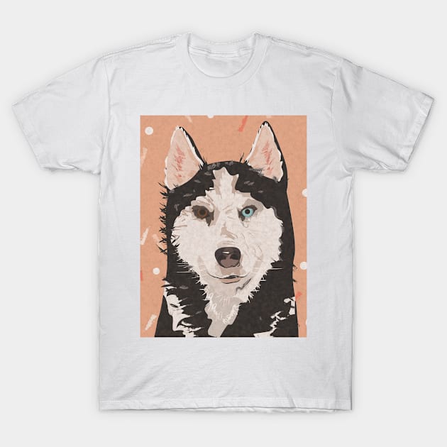 Husky Dog Illustration Print T-Shirt by Alillluna